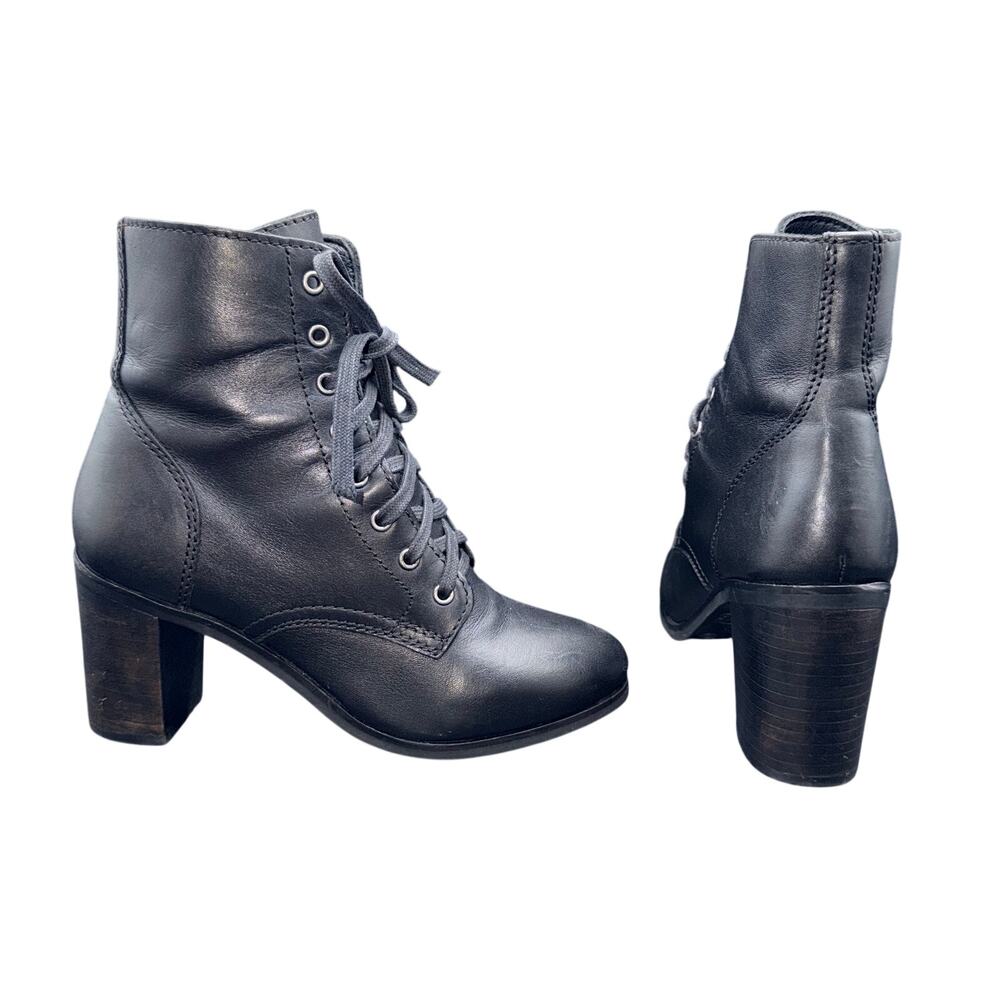 Thursday Boot Co Black Leather Lace Up Heeled Ankle Boots Size 7.5